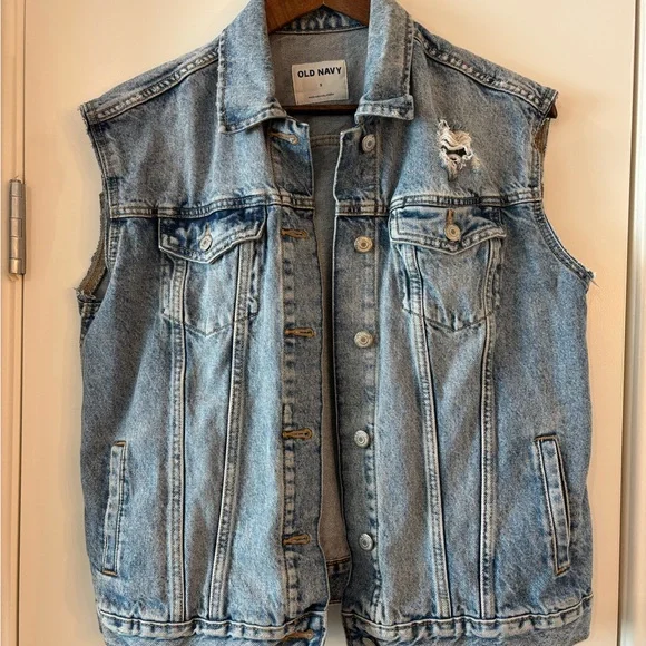 Old Navy Blue Denim Y2K Cool Girl Vest - Picture 1 of 6